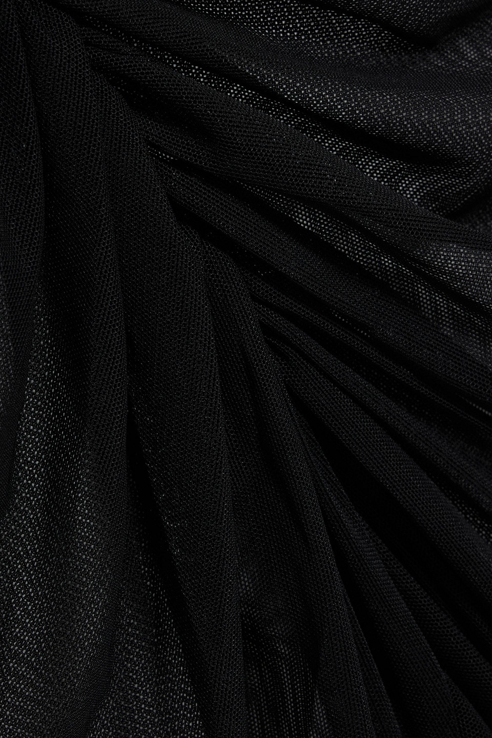Norma Kamali Tara Ruched Stretch-mesh Gown In Black