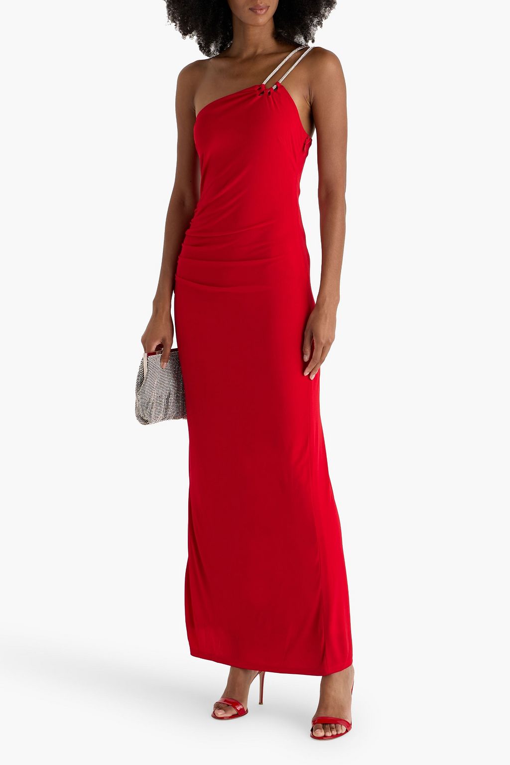 HERVÉ LÉGER Genevieve one-shoulder crystal-embellished stretch-jersey gown