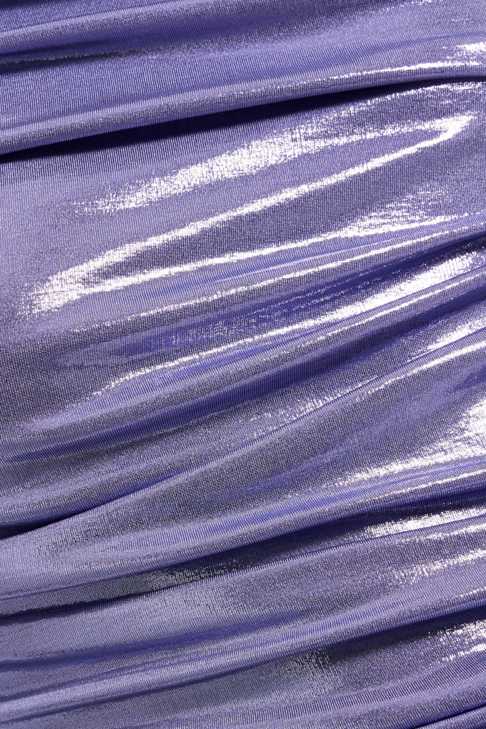 Norma Kamali Diana one-shoulder ruched lamé gown thumbnail