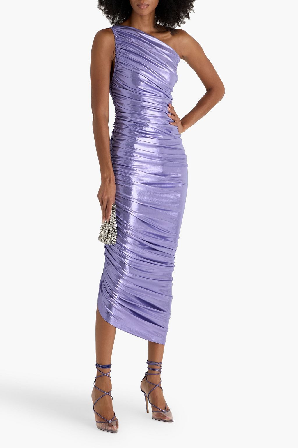 NORMA KAMALI Diana one-shoulder ruched lamé gown