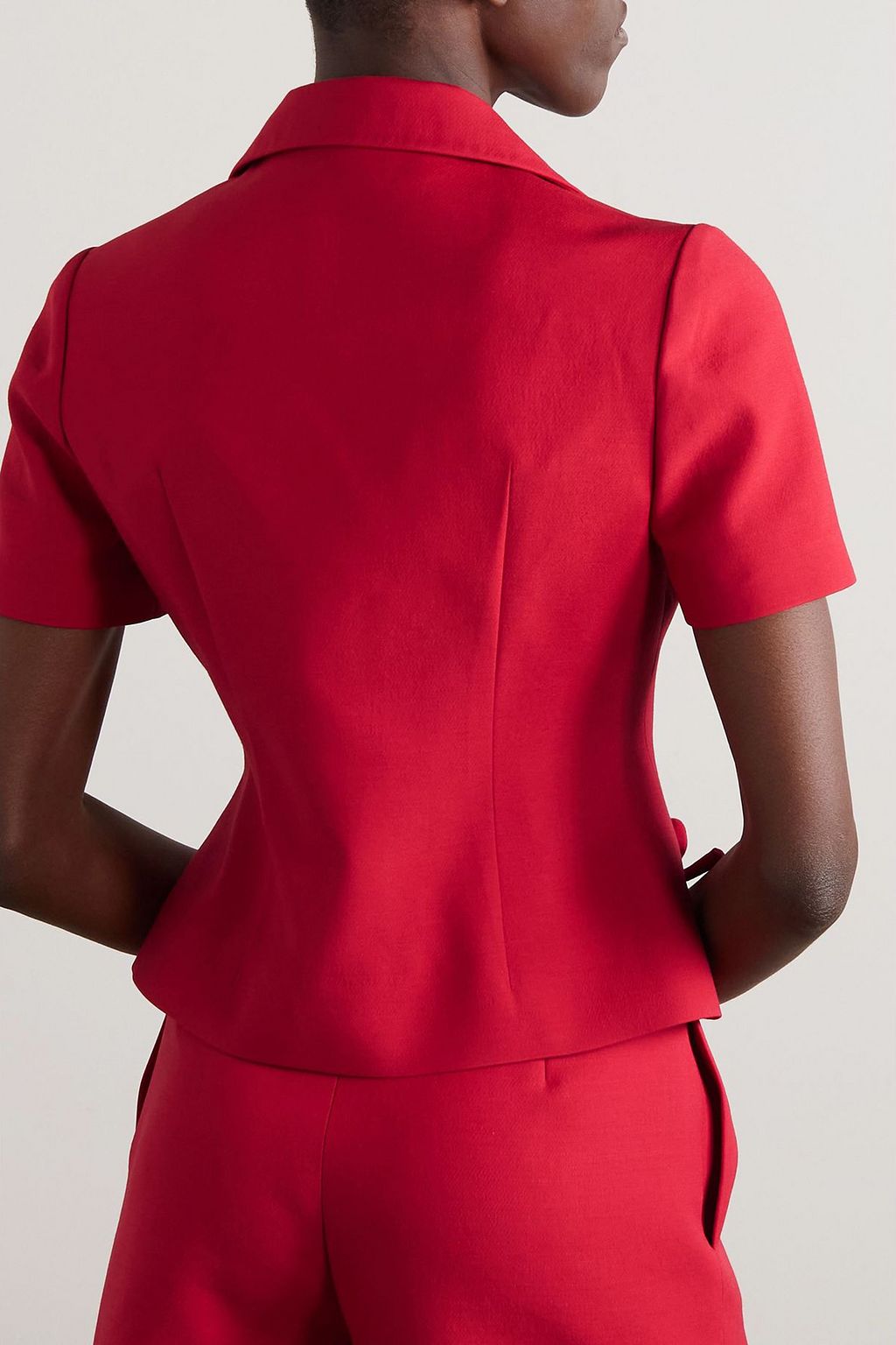 VALENTINO GARAVANI Bow-detailed wool and silk-blend crepe jacket