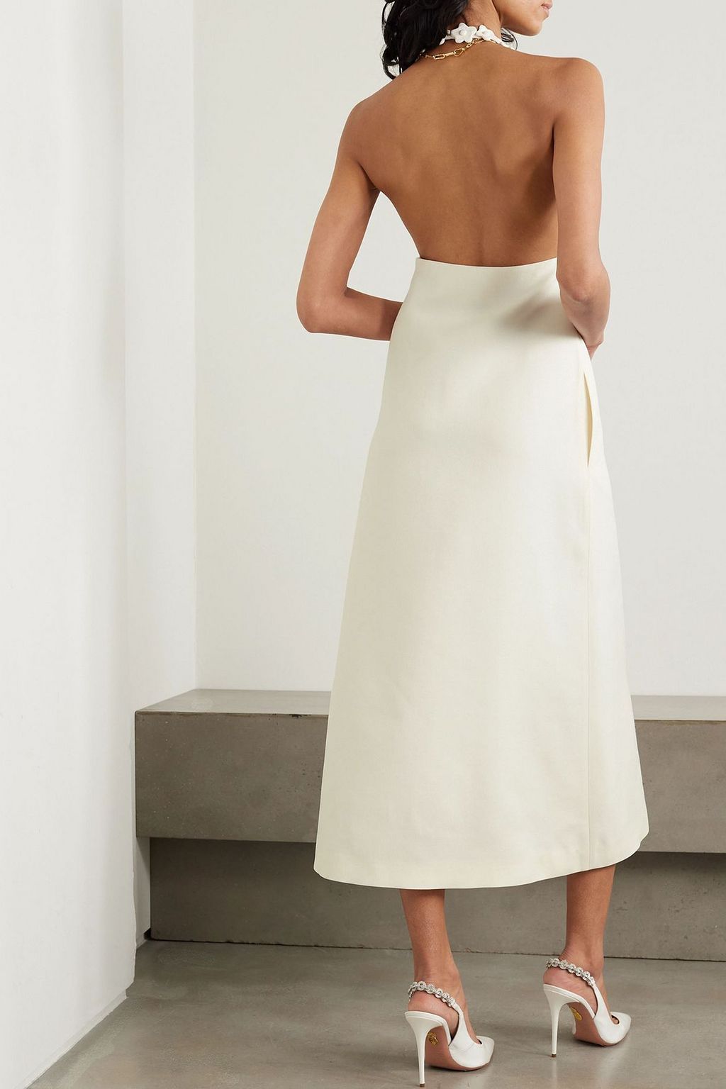VALENTINO GARAVANI Floral appliquéd wool and silk-blend gown
