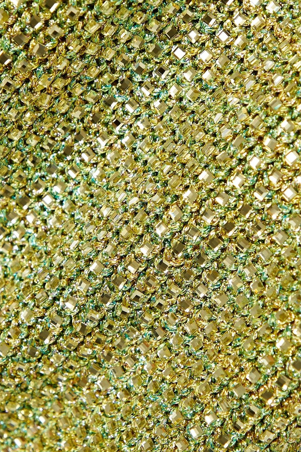 GUCCI Crystal-embellished metallic knitted cardigan