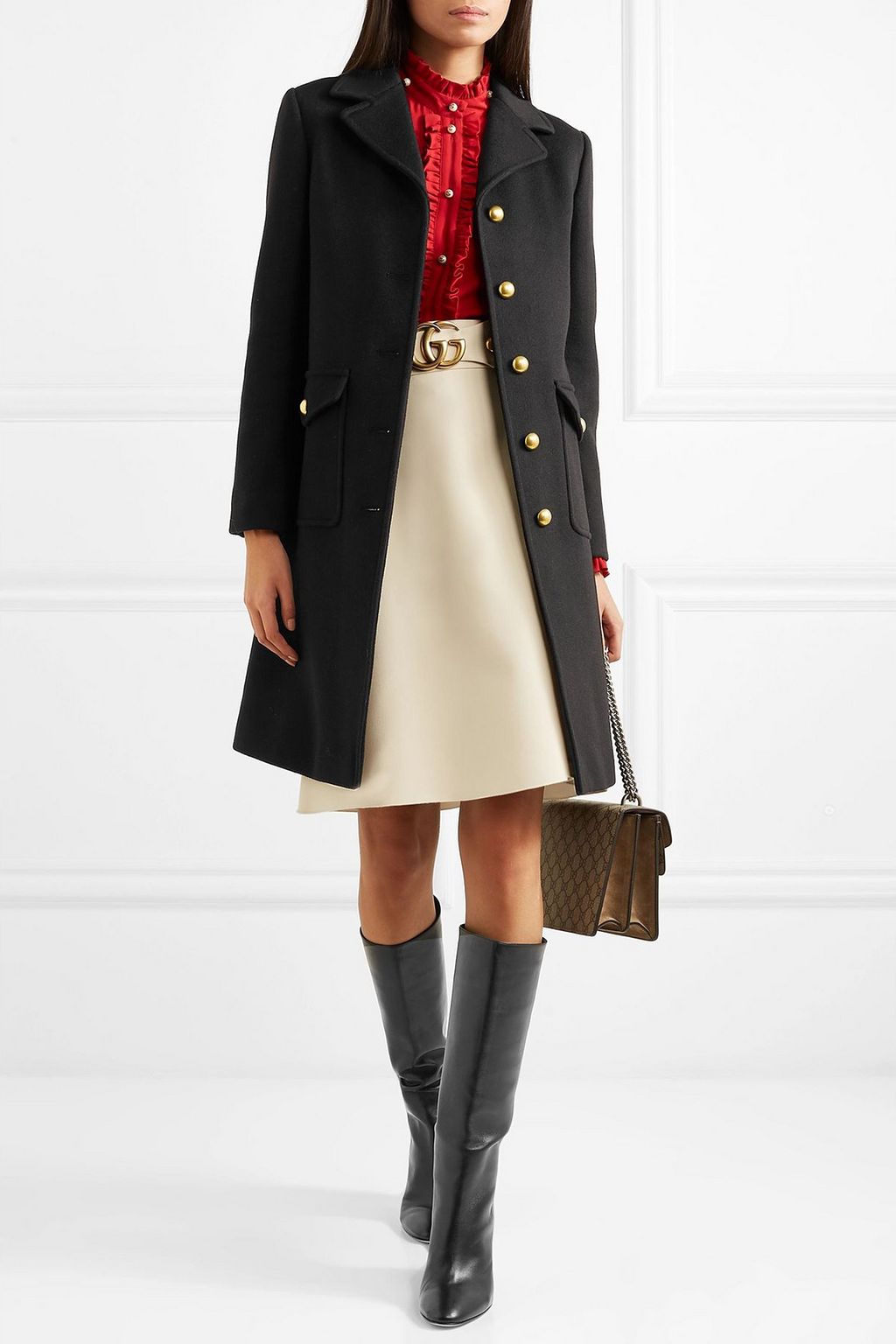 GUCCI Embellished wool-felt coat