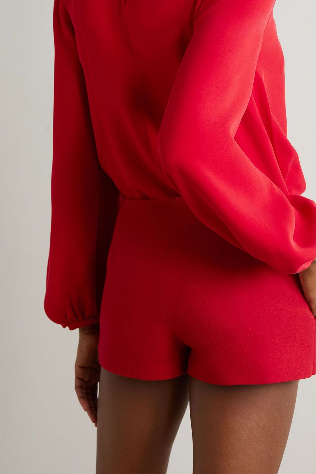 VALENTINO GARAVANI Embellished wool-blend crepe shorts