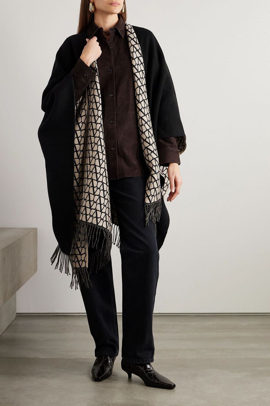VALENTINO GARAVANI Reversible wool, silk and cashmere-blend wrap
