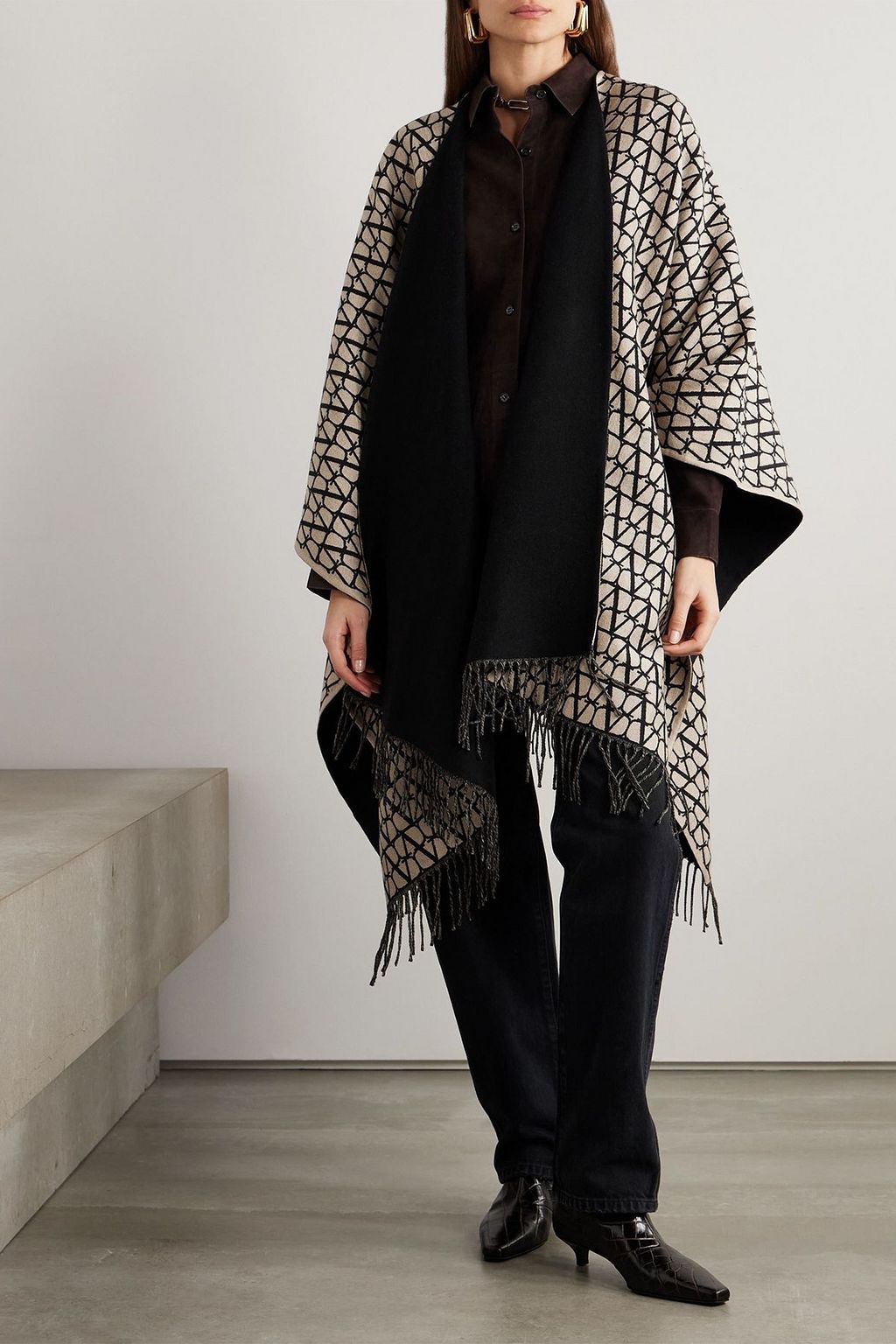 VALENTINO GARAVANI Reversible wool, silk and cashmere-blend wrap