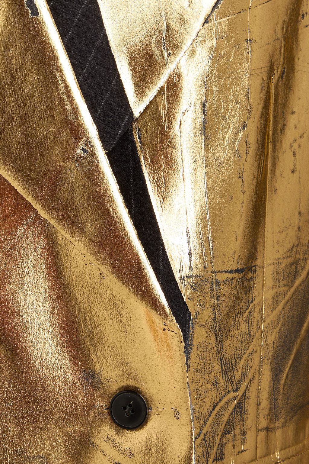 DRIES VAN NOTEN Doppelreihiger Blazer aus beschichtetem Woll-Flanell in Metallic-Optik