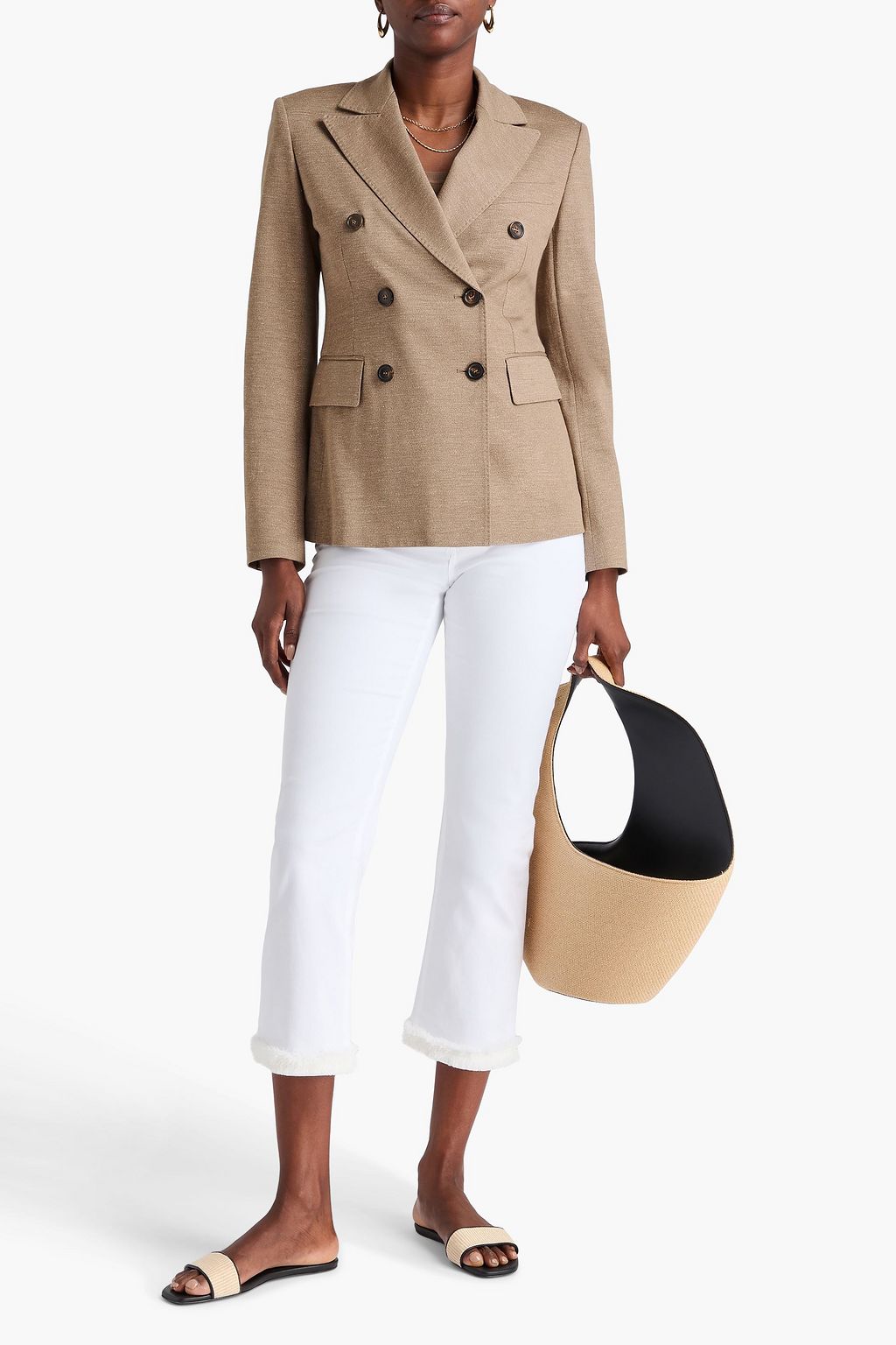 MAX MARA Doppelreihiger Blazer „Zirlo“ aus Jersey aus einer Baumwoll-Leinenmischung