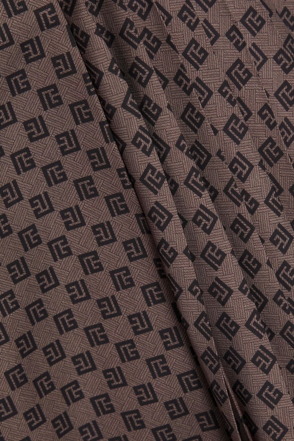 BALMAIN サテン ミディスカート プリーツ&プリント入り