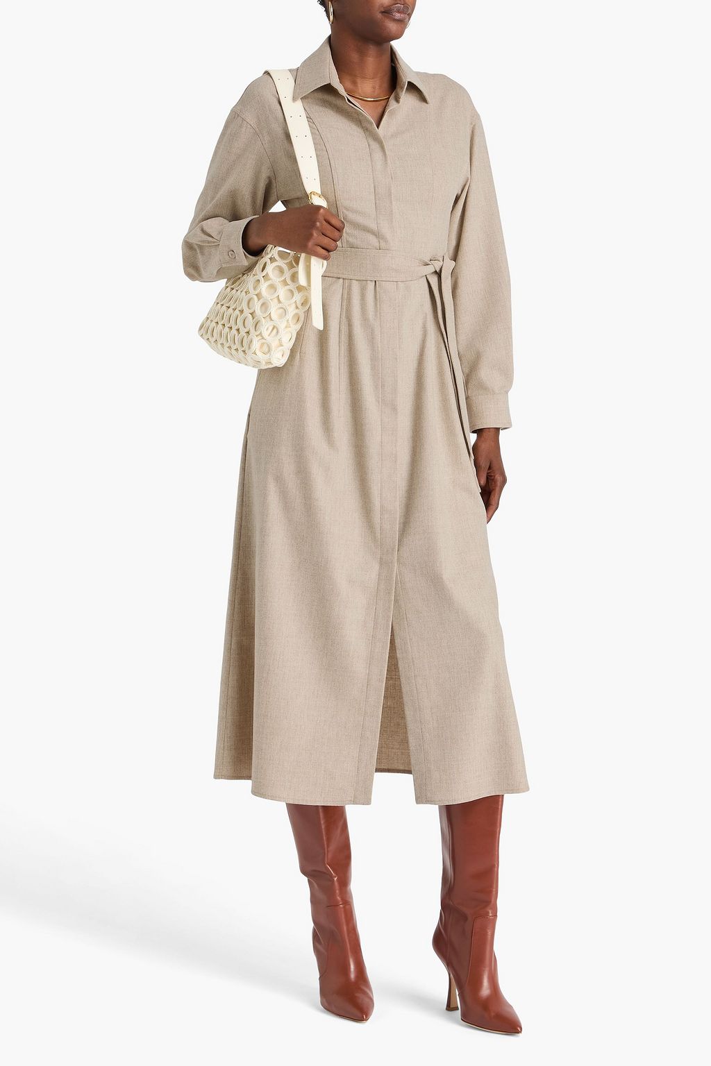 MAX MARA Hemdkleid „Edro“ in Midilänge aus Twill aus einer Wollmischung