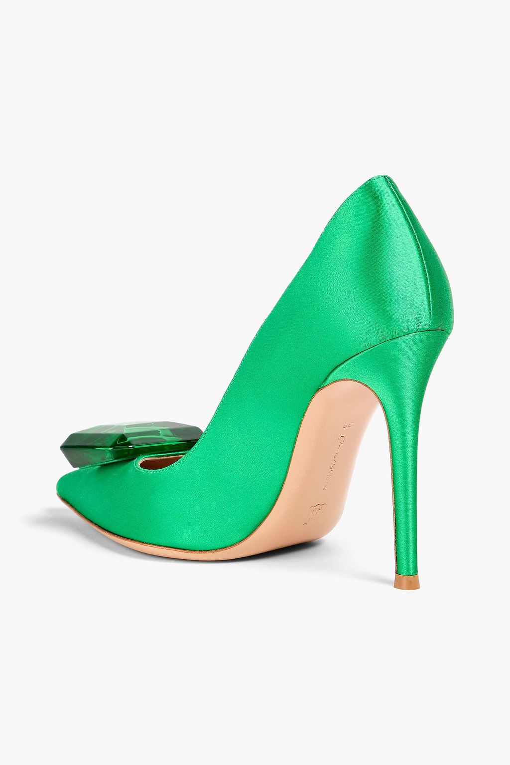 GIANVITO ROSSI حذاء جايبور بكعب عالٍ من الساتان مزين بالكريستال
