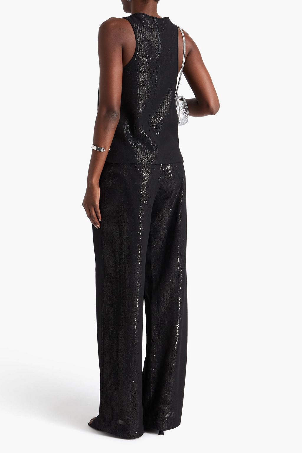 MAX MARA Hose aus Georgette mit weitem Bein und Pailletten