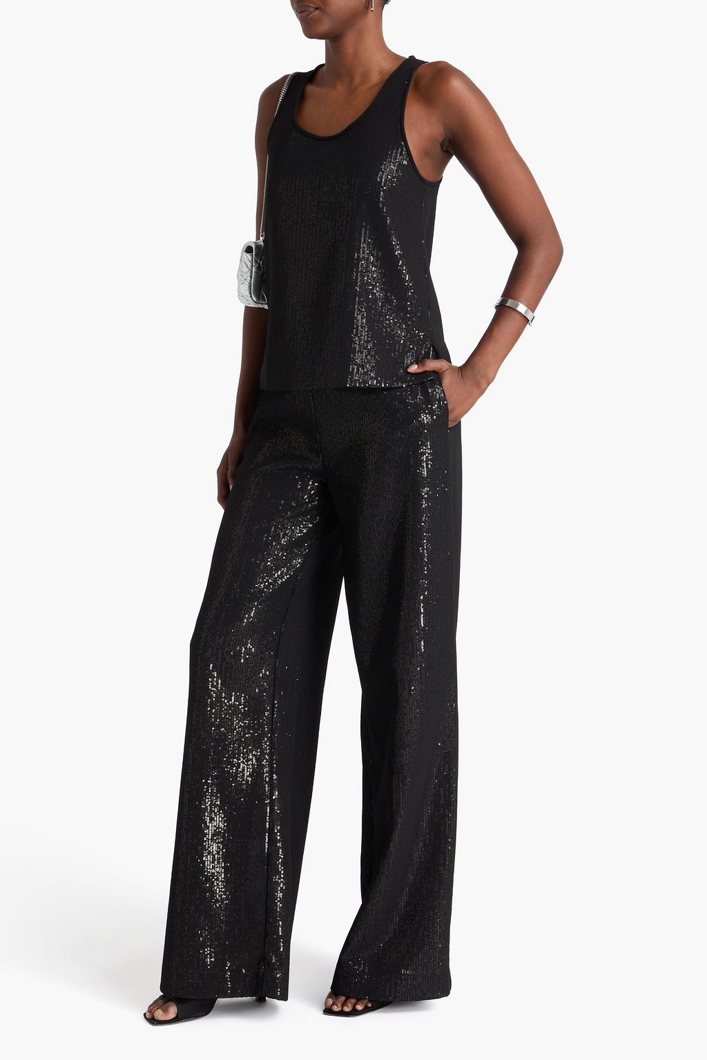 MAX MARA Hose aus Georgette mit weitem Bein und Pailletten