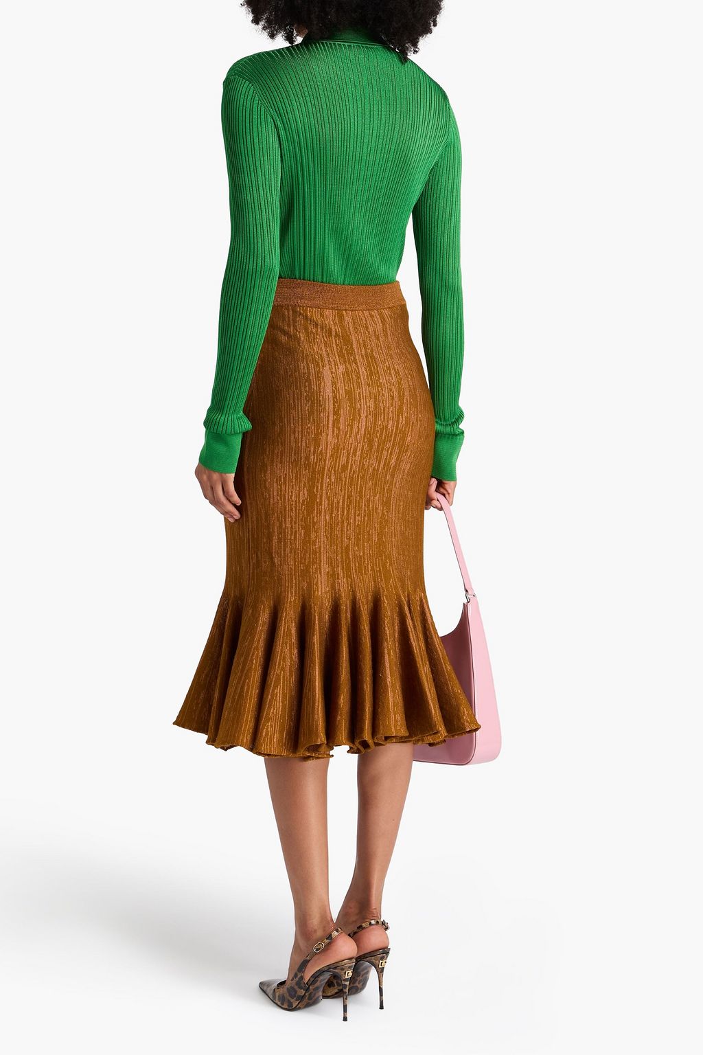DRIES VAN NOTEN تنورة متوسطة الطول مخدّدة بحبكة الجاكار