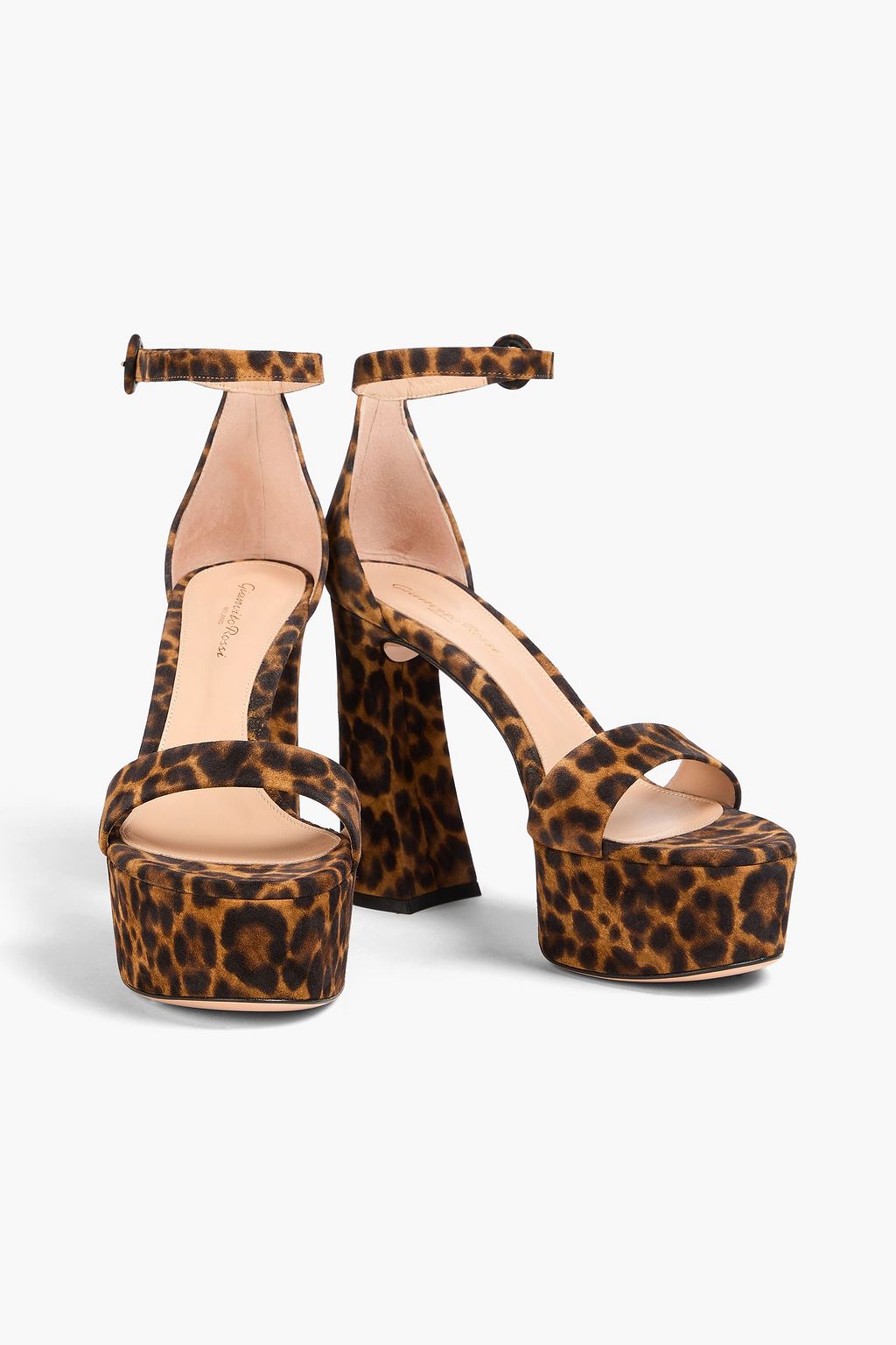 GIANVITO ROSSI Plateausandalen „Holly 120“ aus Veloursleder mit Leopardenprint