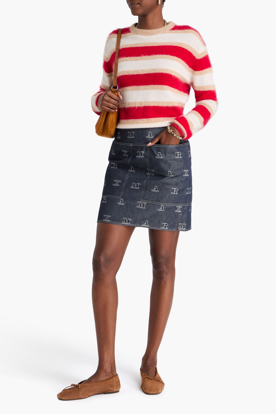  Max Mara - Zarelia Denim-jacquard Mini Skirt - Blue - It 46 