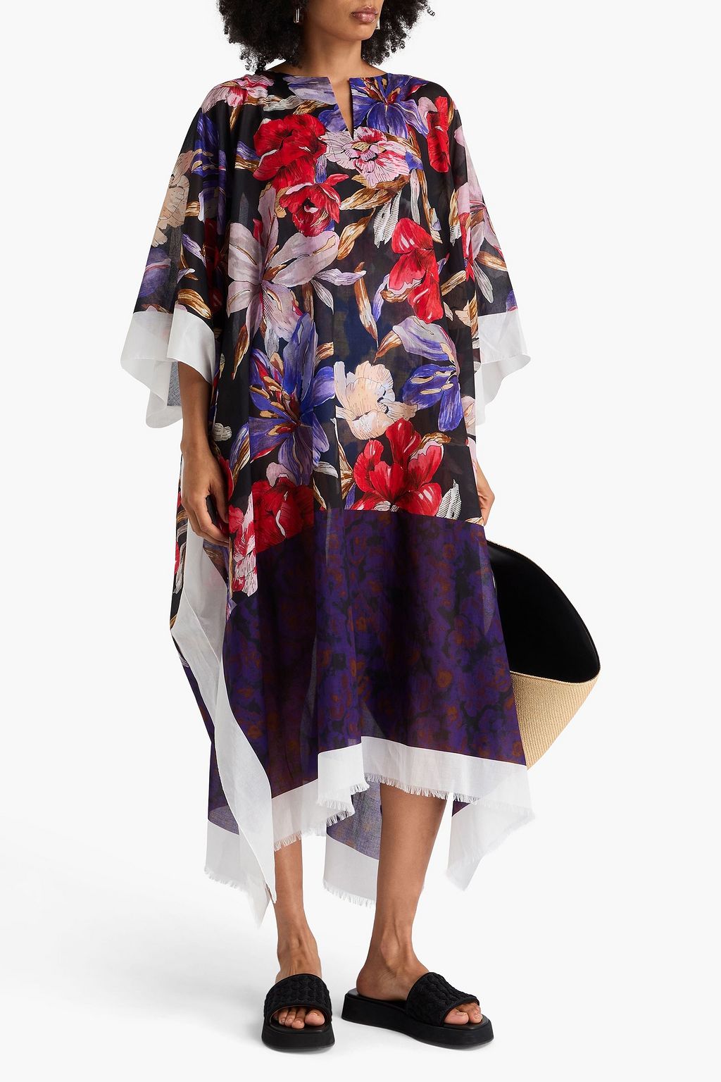 DRIES VAN NOTEN قفطان من قطن فوال مزين بطبعة الأزهار