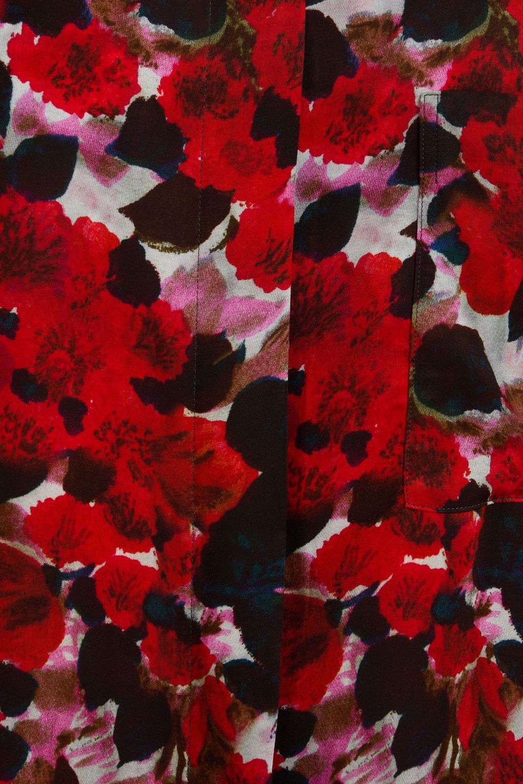 DRIES VAN NOTEN فستان متوسط الطول على شكل قميص من قماش كريب دي شين المطبّع بالورود