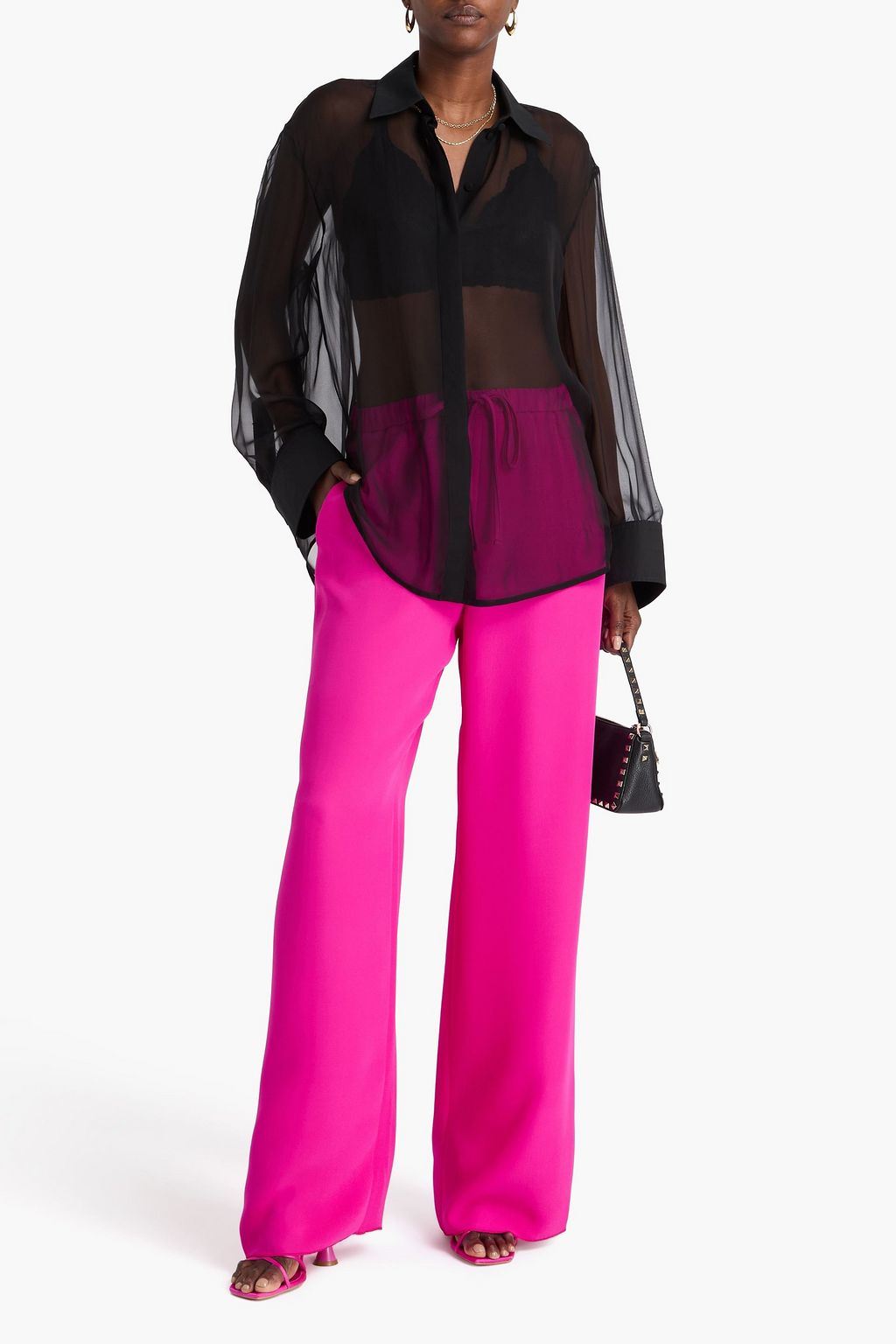 VALENTINO GARAVANI Silk crepe de chine wide-leg pants