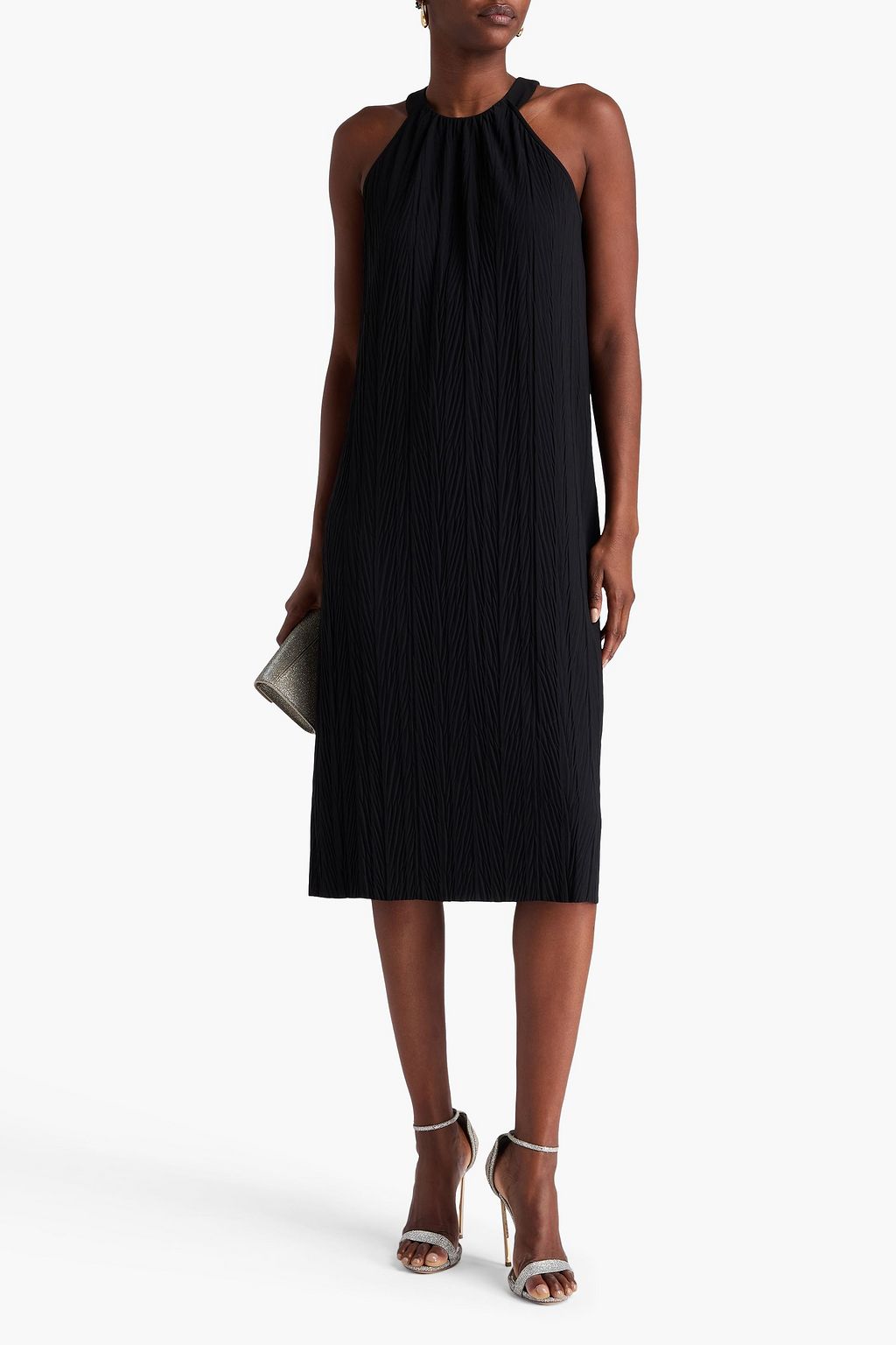 MAX MARA Gerafftes Midikleid aus strukturiertem Crêpe