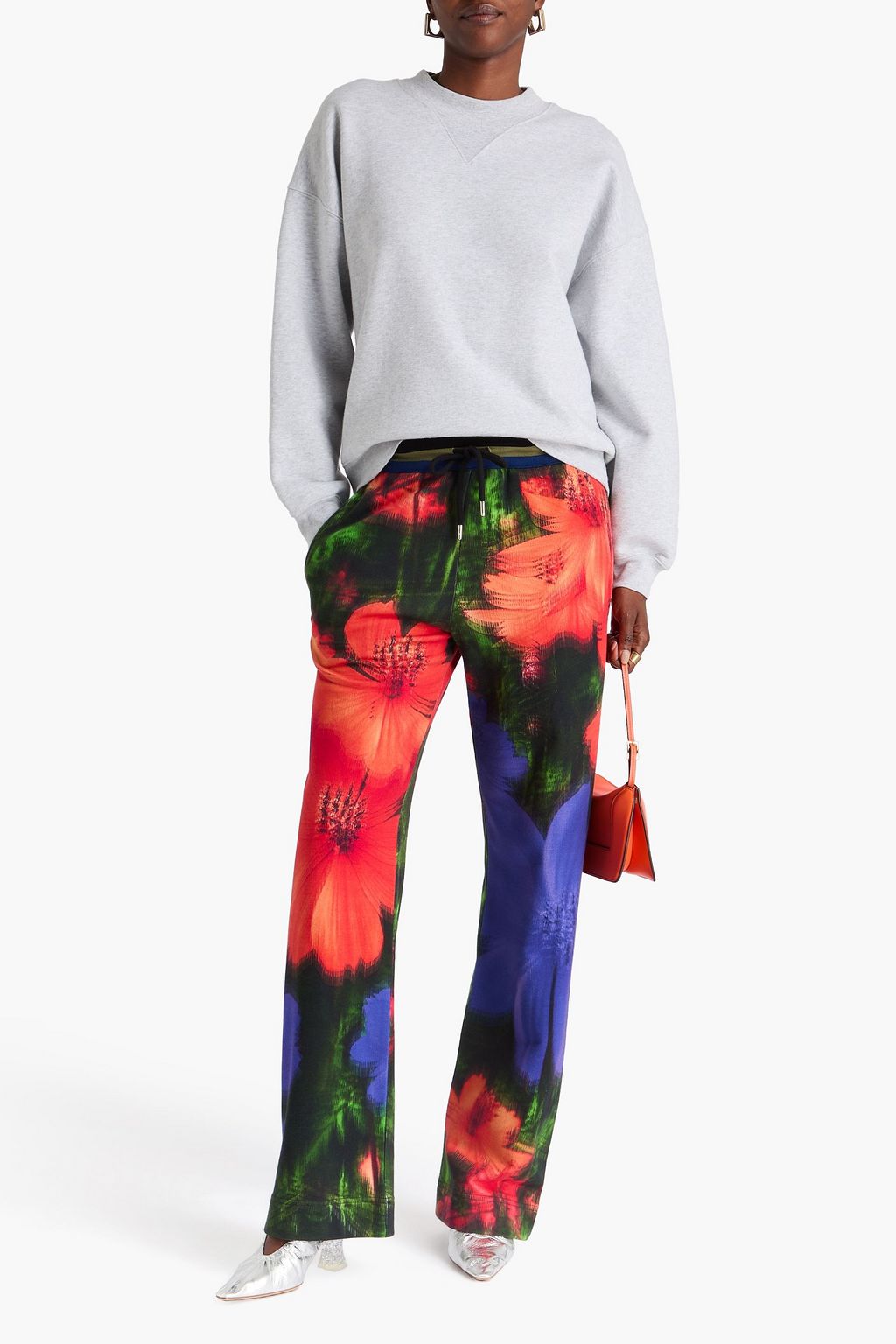 DRIES VAN NOTEN بنطلون رياضي من قطن تيري فرنسي مطاطي بطبعة الأزهار