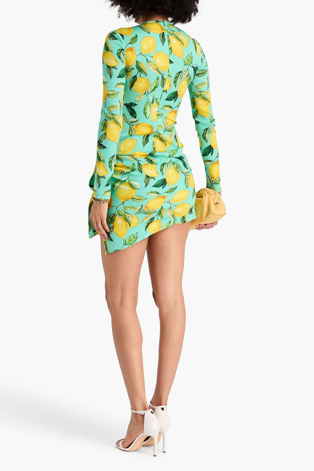 DOLCE&GABBANA Knotted cutout printed stretch-silk mini dress