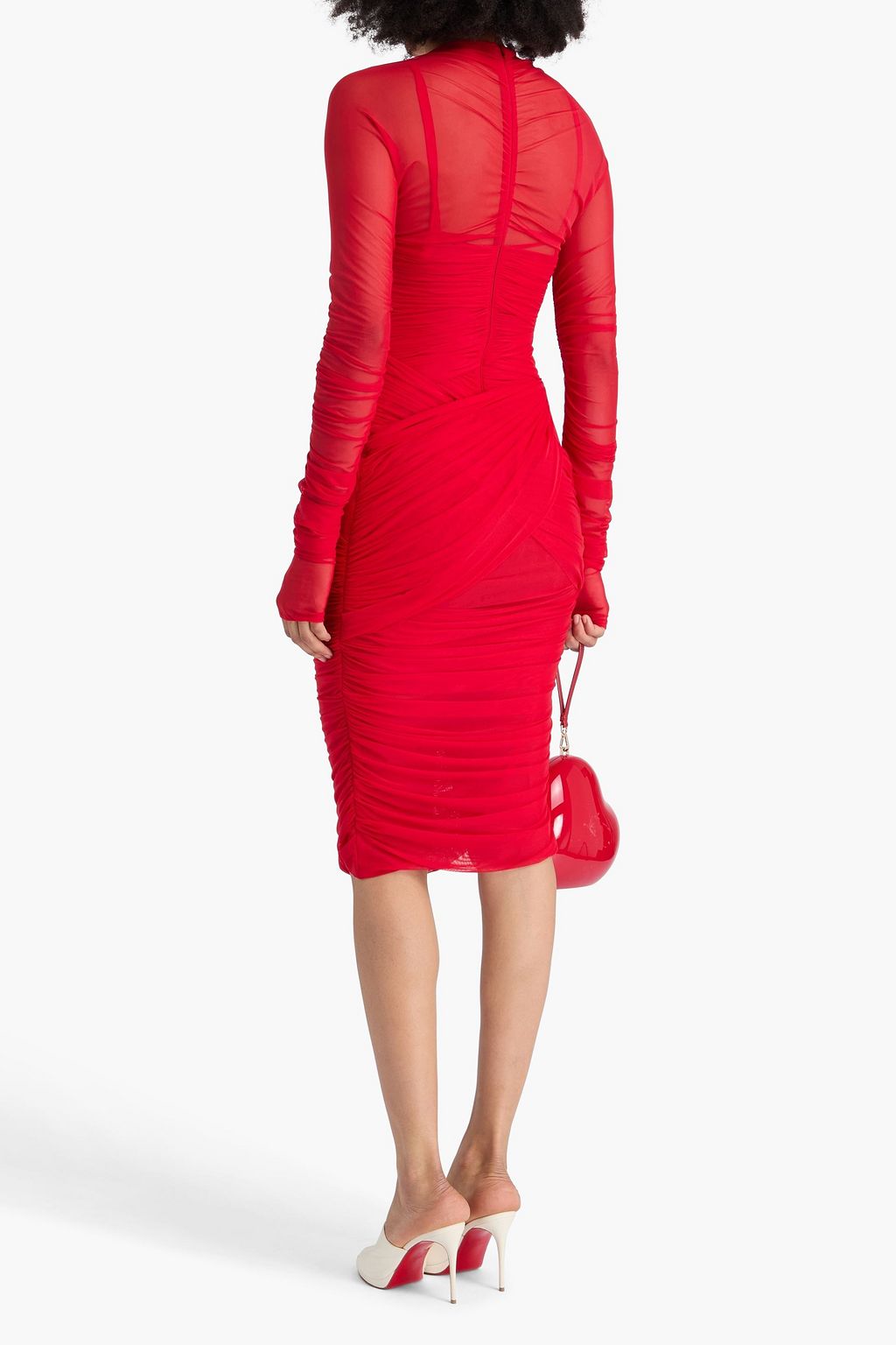 DOLCE&GABBANA Draped mesh midi dress