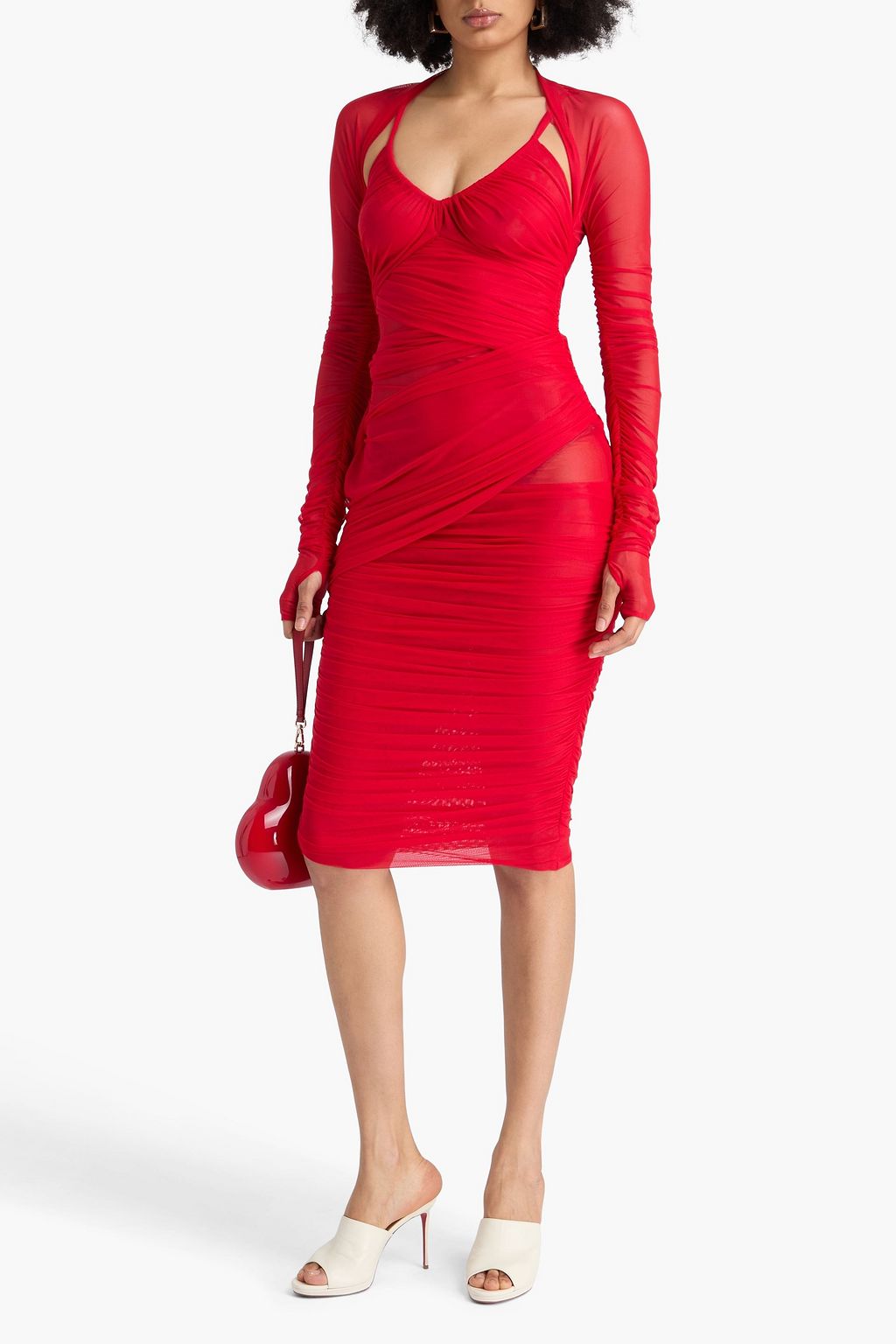 DOLCE&GABBANA Draped mesh midi dress