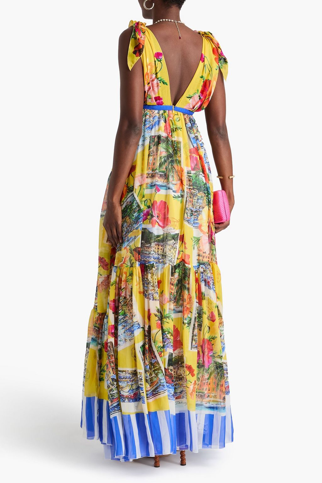 DOLCE&GABBANA Tiered printed silk-chiffon gown