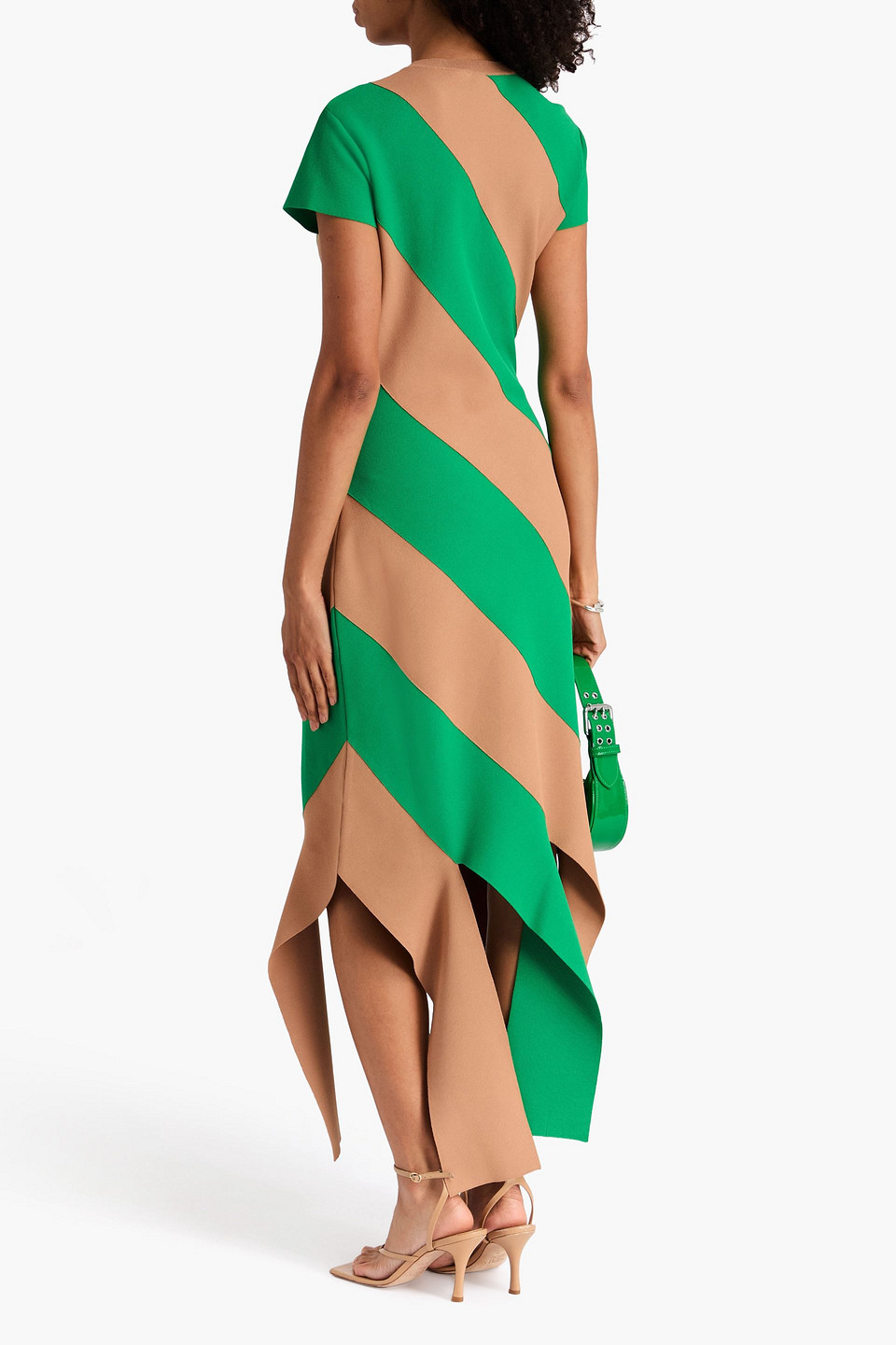  Stella Mccartney - Gestreiftes Maxikleid Aus Stretch-strick Mit Fransen - Grün - It 42 