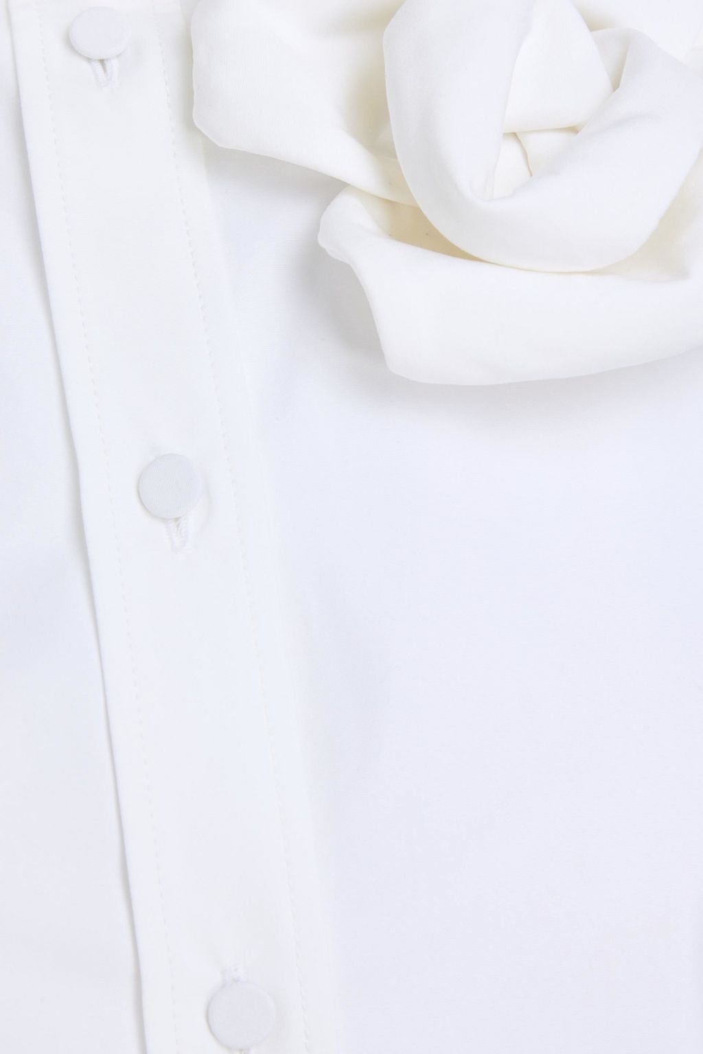 VALENTINO GARAVANI Floral-appliquéd cotton-poplin midi shirt dress