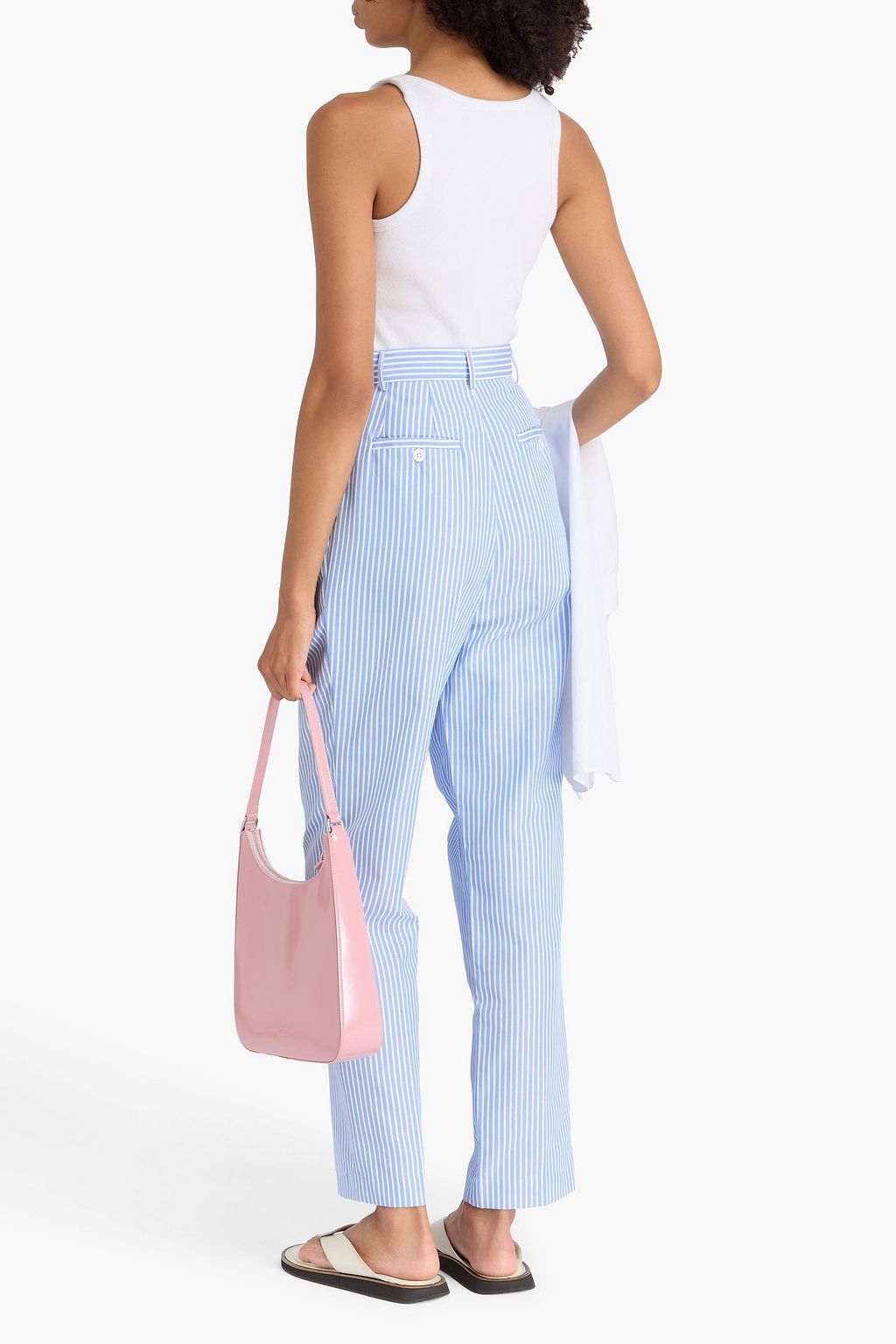 THE FRANKIE SHOP コットン ストレートレッグパンツ タック入り ストライプ