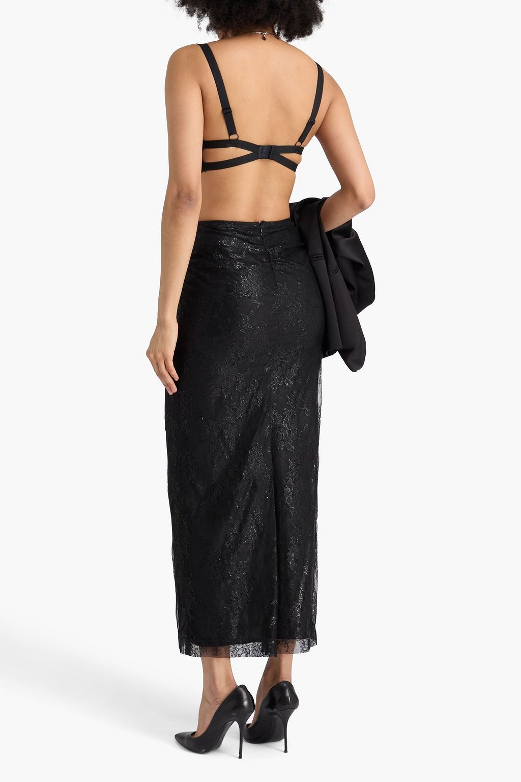 DOLCE&GABBANA Appliquéd draped lace maxi skirt