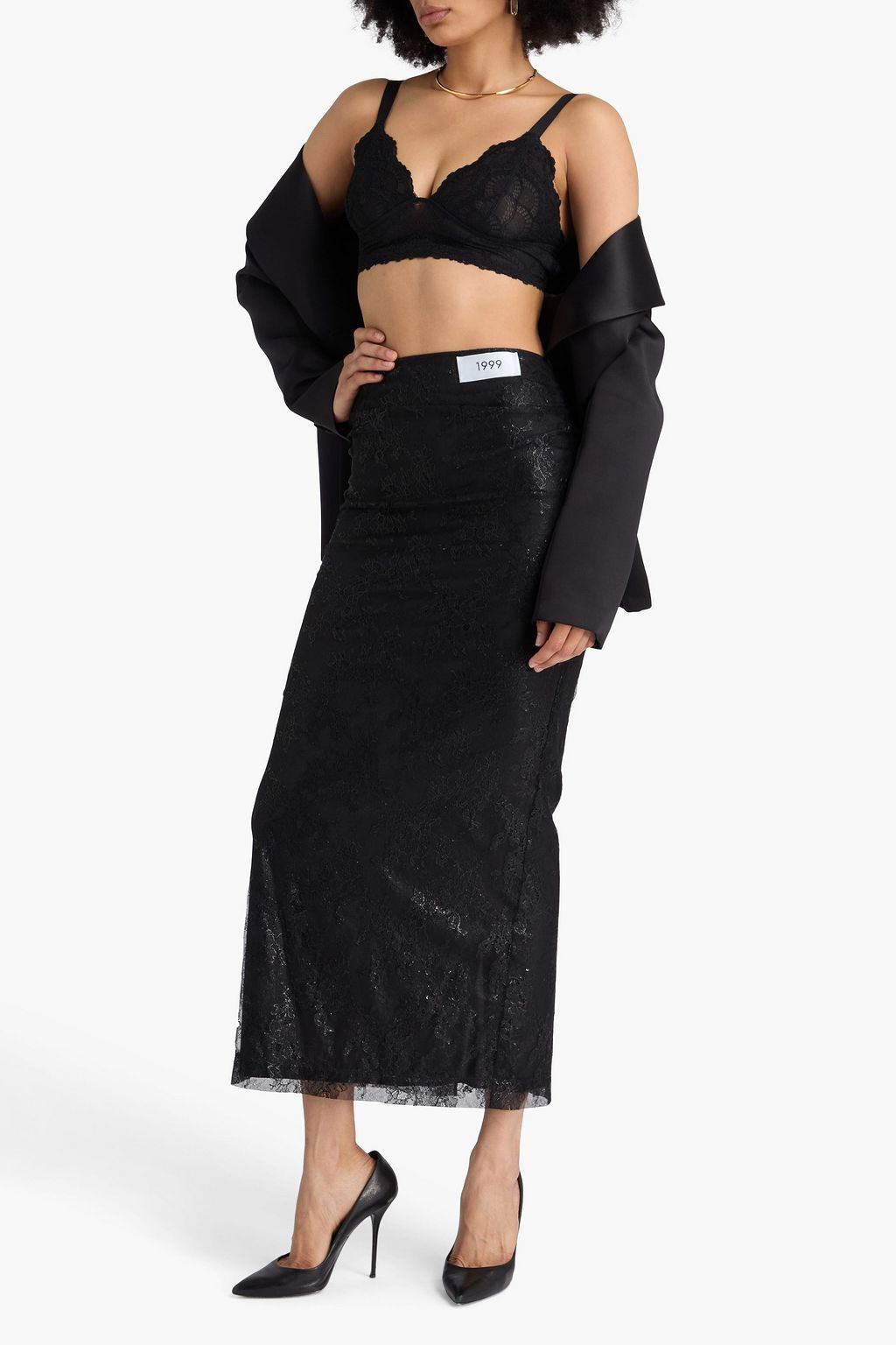 DOLCE&GABBANA Appliquéd draped lace maxi skirt