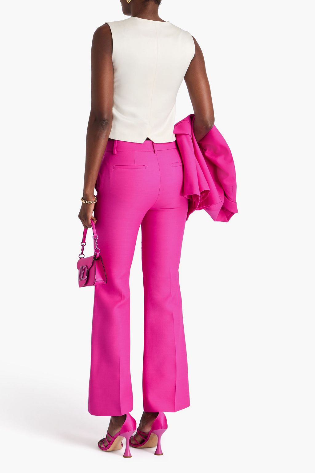 VALENTINO GARAVANI Wool and silk-blend crepe flared pants