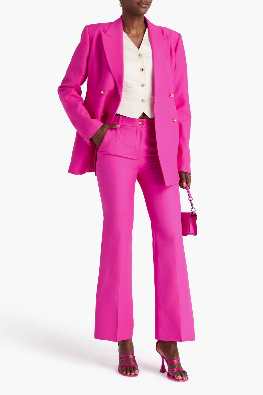 VALENTINO GARAVANI Wool and silk-blend crepe flared pants