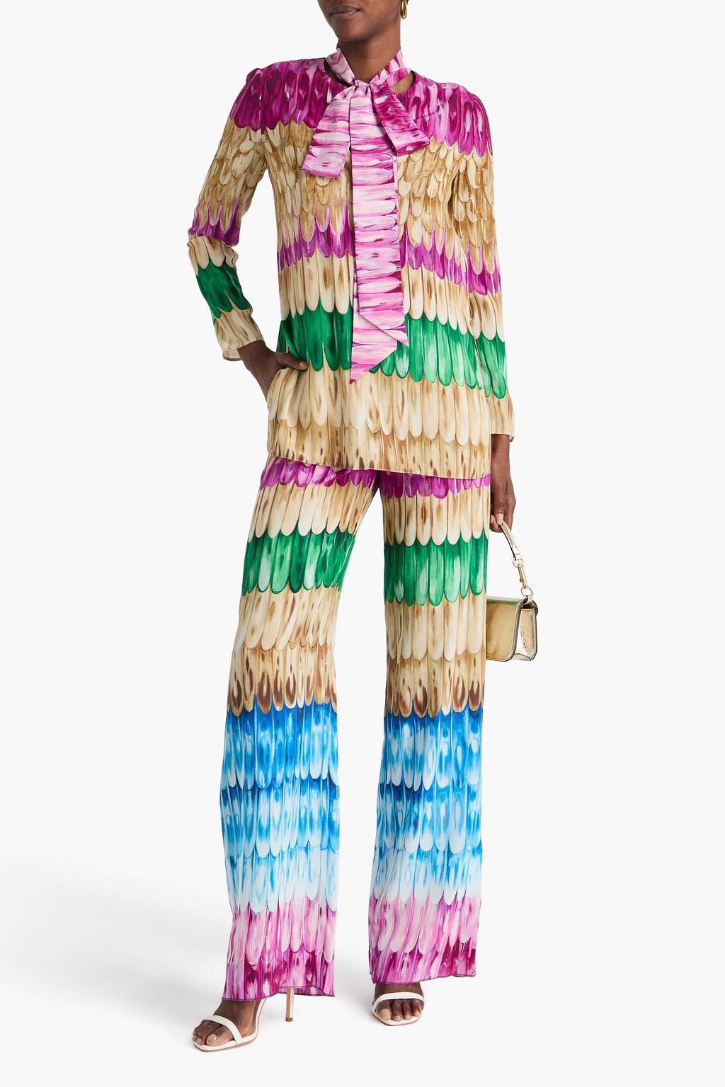 VALENTINO GARAVANI Printed silk crepe de chine wide-leg pants
