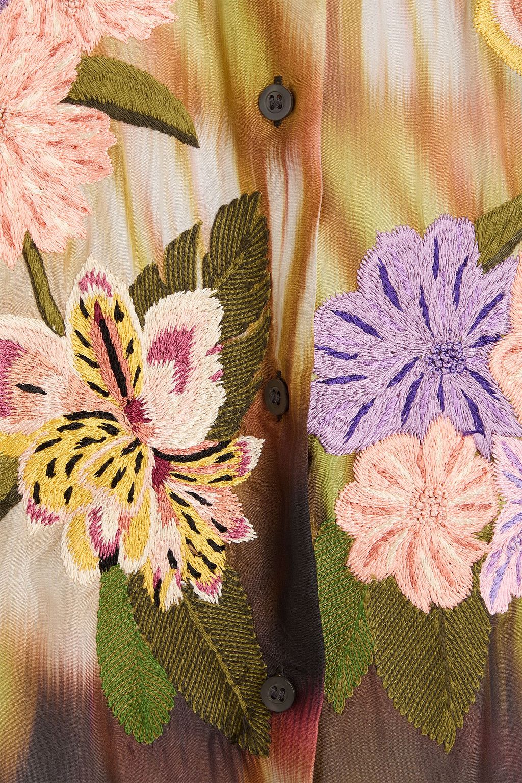 DRIES VAN NOTEN فستان متوسط الطول بأسلوب القميص من حرير هابوتاي مزين بطبعات