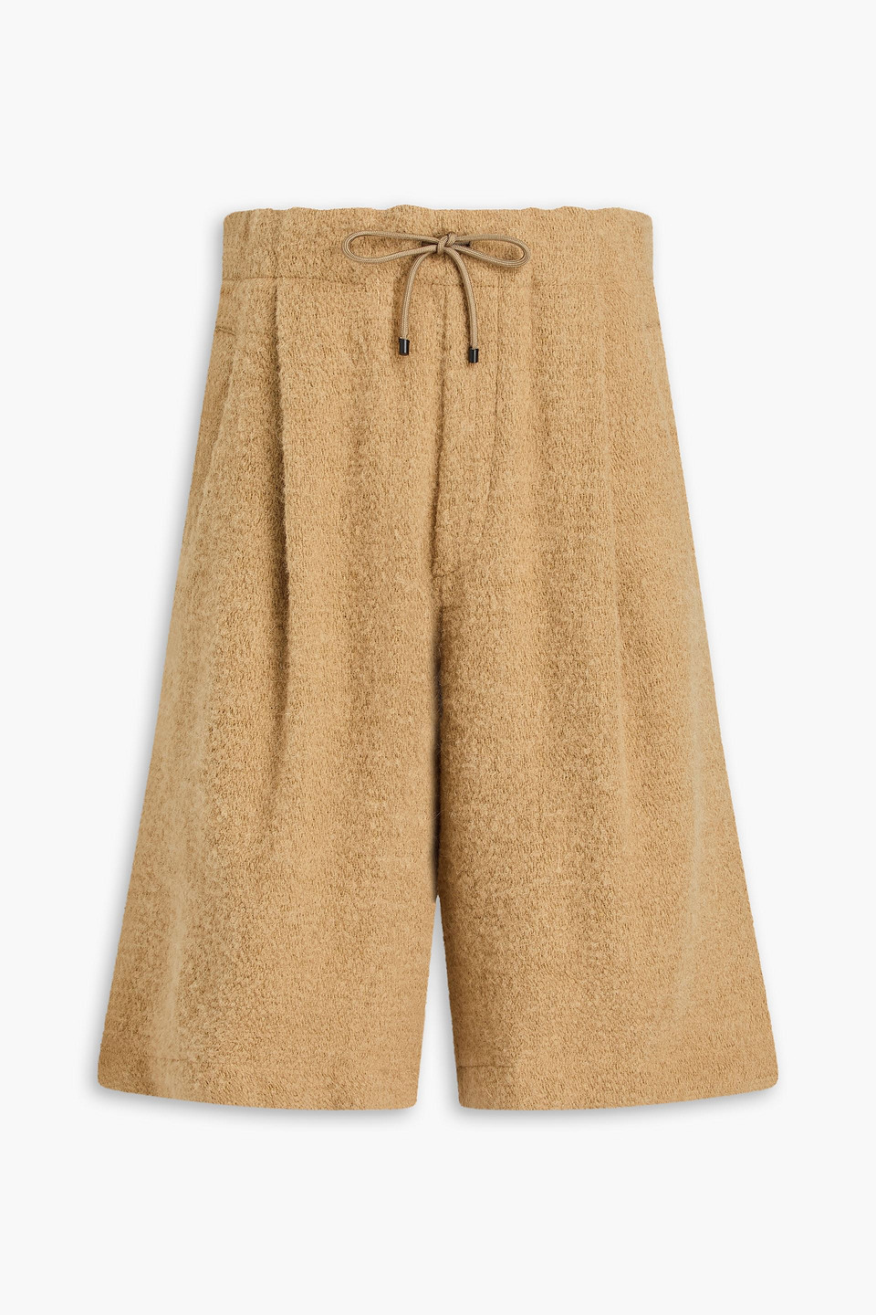Dries Van Noten Jute-blend Tweed Drawstring Shorts In Brown