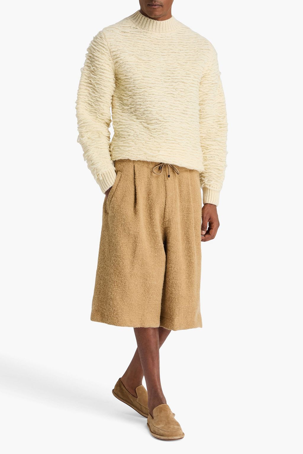 DRIES VAN NOTEN 주트 혼방 트위드 드로스트링 쇼츠