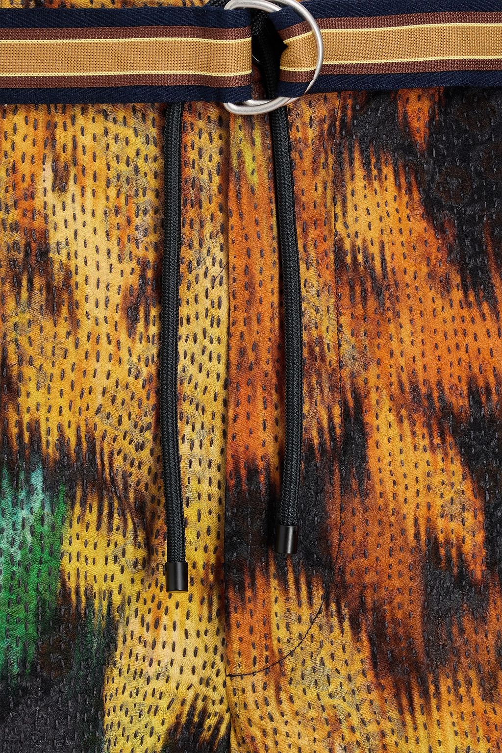 DRIES VAN NOTEN 자수 장식 프린트 크레이프 드로스트링 쇼츠