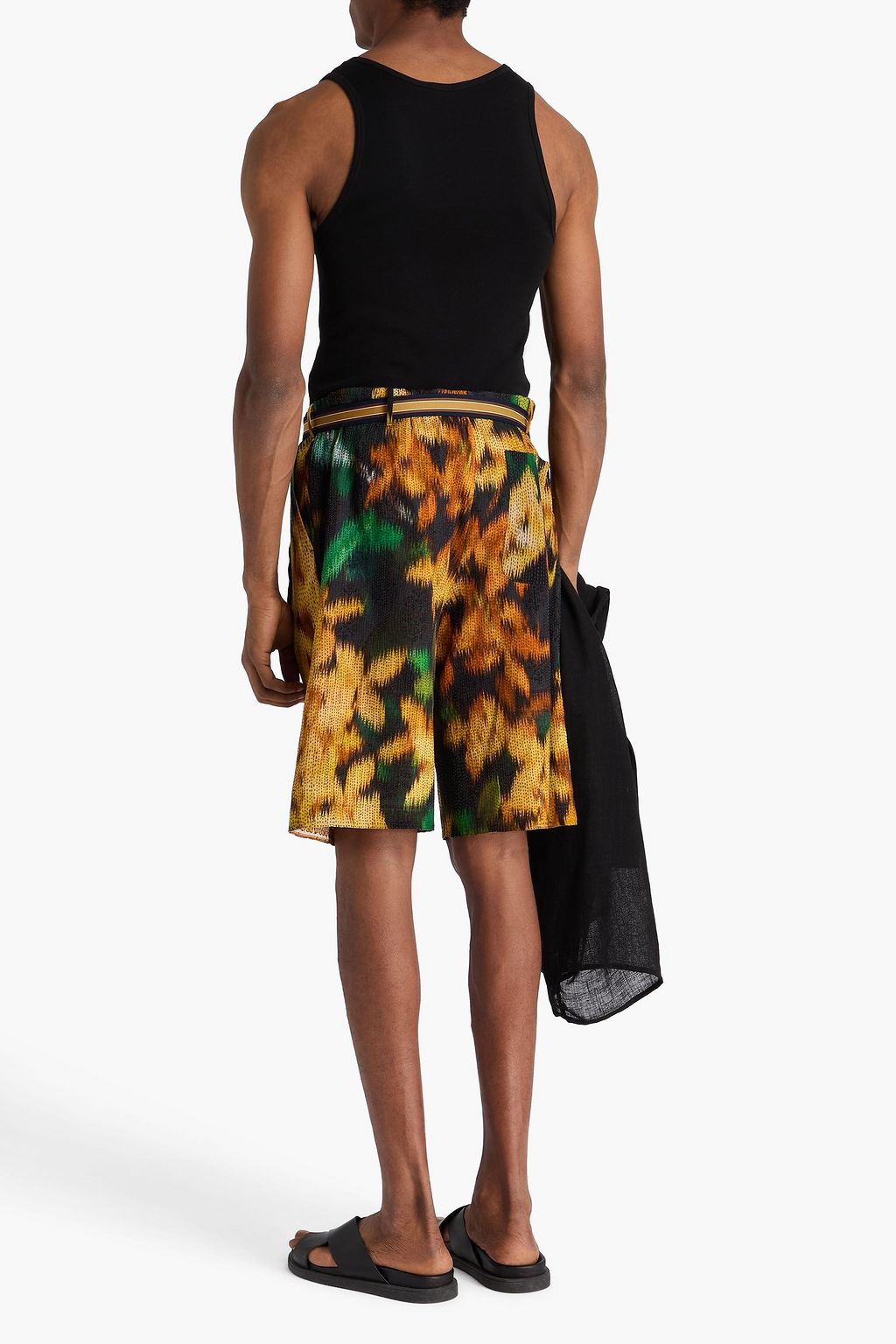 DRIES VAN NOTEN 자수 장식 프린트 크레이프 드로스트링 쇼츠