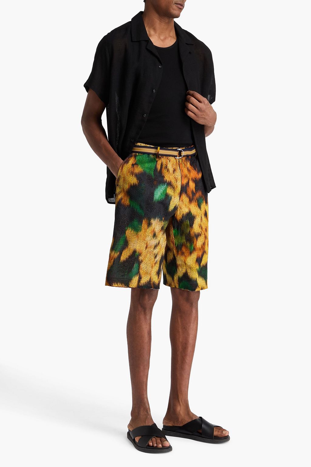 DRIES VAN NOTEN 자수 장식 프린트 크레이프 드로스트링 쇼츠
