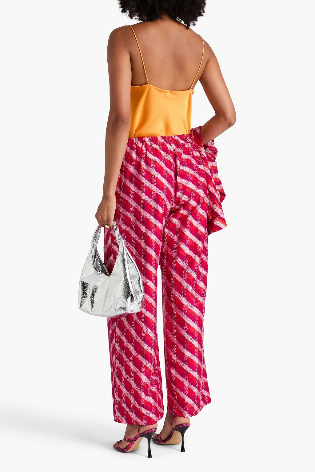 DRIES VAN NOTEN Hose mit weitem Bein aus Seide mit Streifen