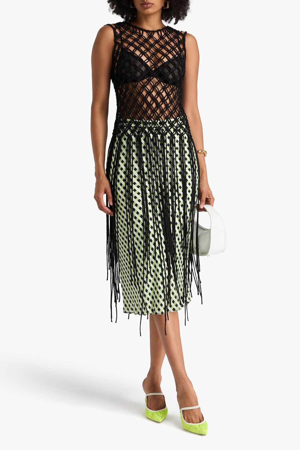 DRIES VAN NOTEN توب محبوك بغرز واسعة ومزيّن بشراشيب