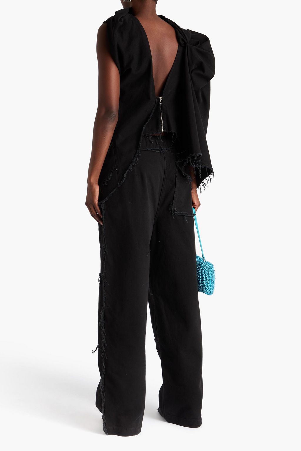 DRIES VAN NOTEN Drapiertes Oberteil „Colis“ aus Denim in Distressed-Optik