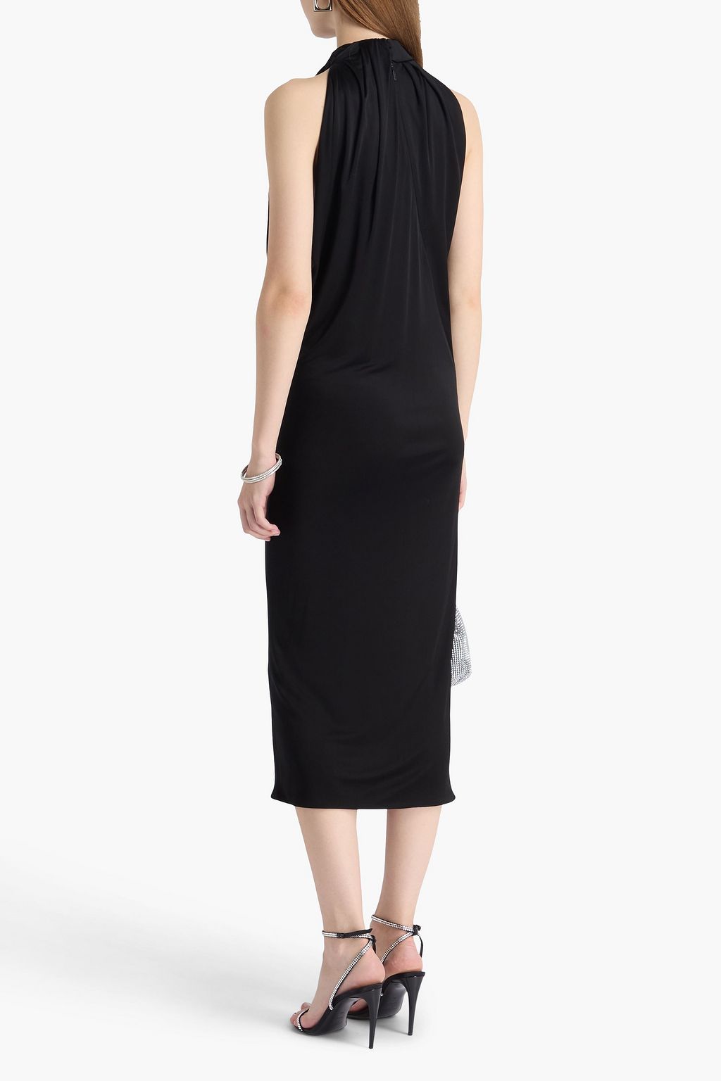 VERSACE Cutout draped jersey midi dress