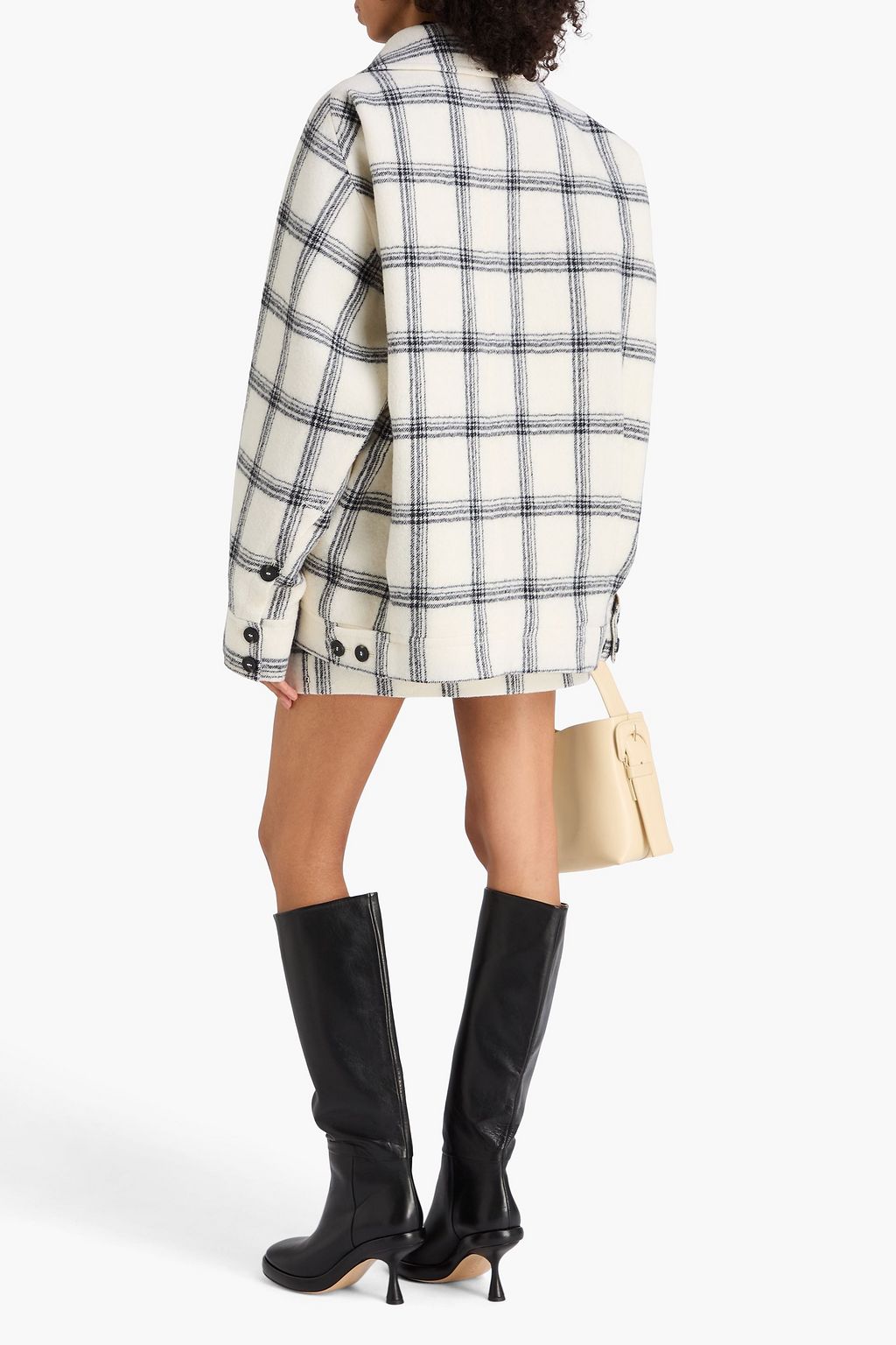 SPORTMAX جاكيت أسينزي على شكل قميص من الصوف والتويد بنقشة مربعات