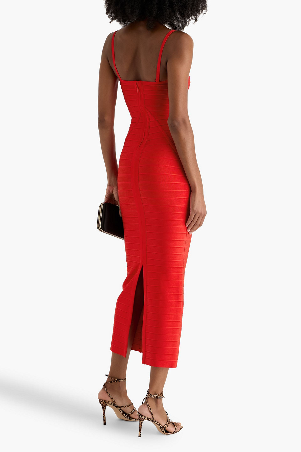 Herve Leger Remi Cutout Bandage Gown In Red